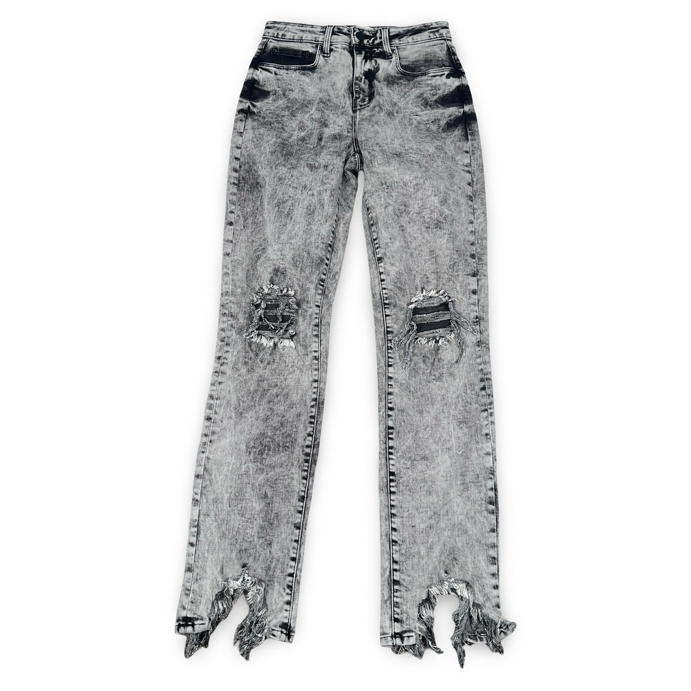 L'AGENCE High Line Moonstone High Rise Skinny Jeans 25 Gray Acid Wash Distressed